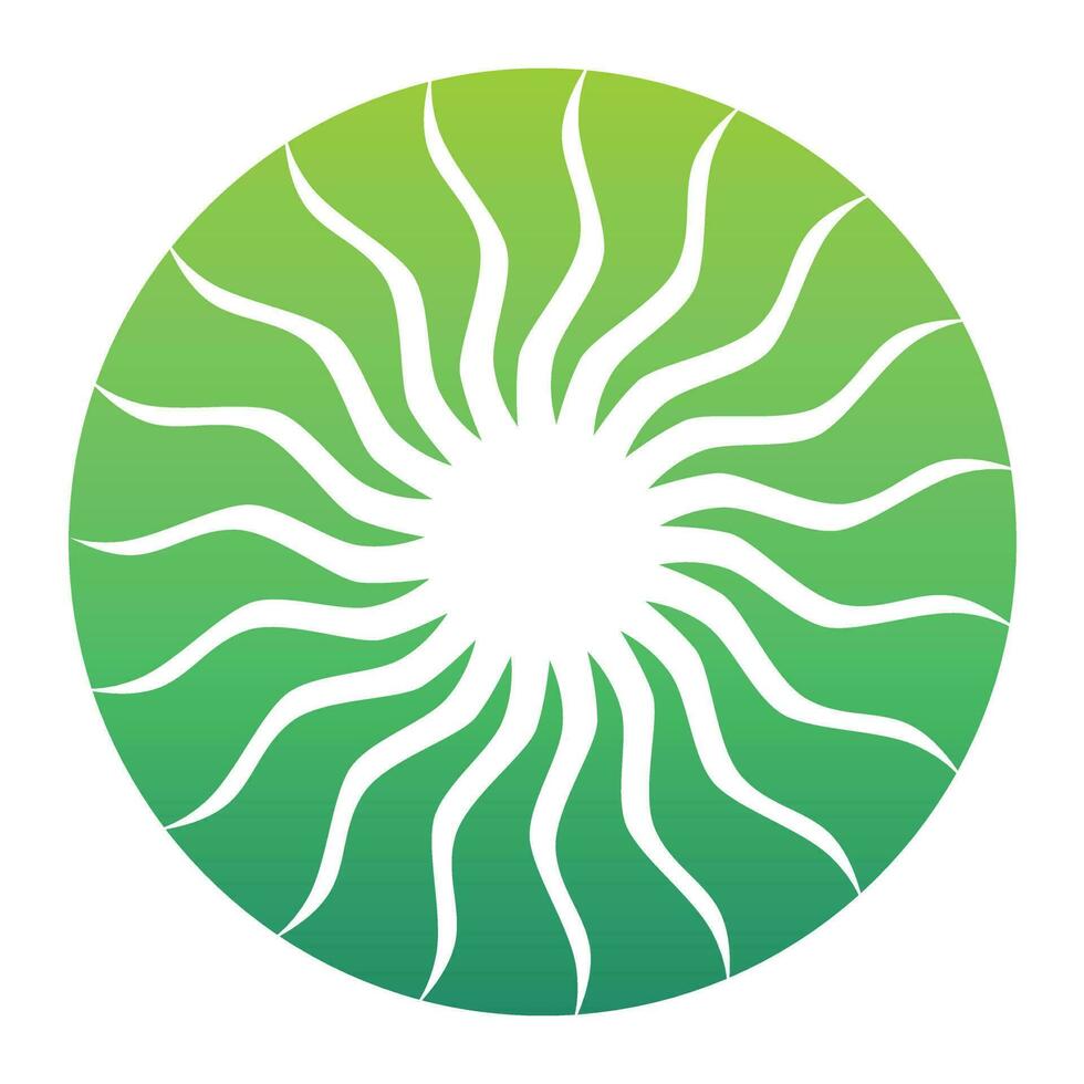 Abstract sun sign in a green circle vector