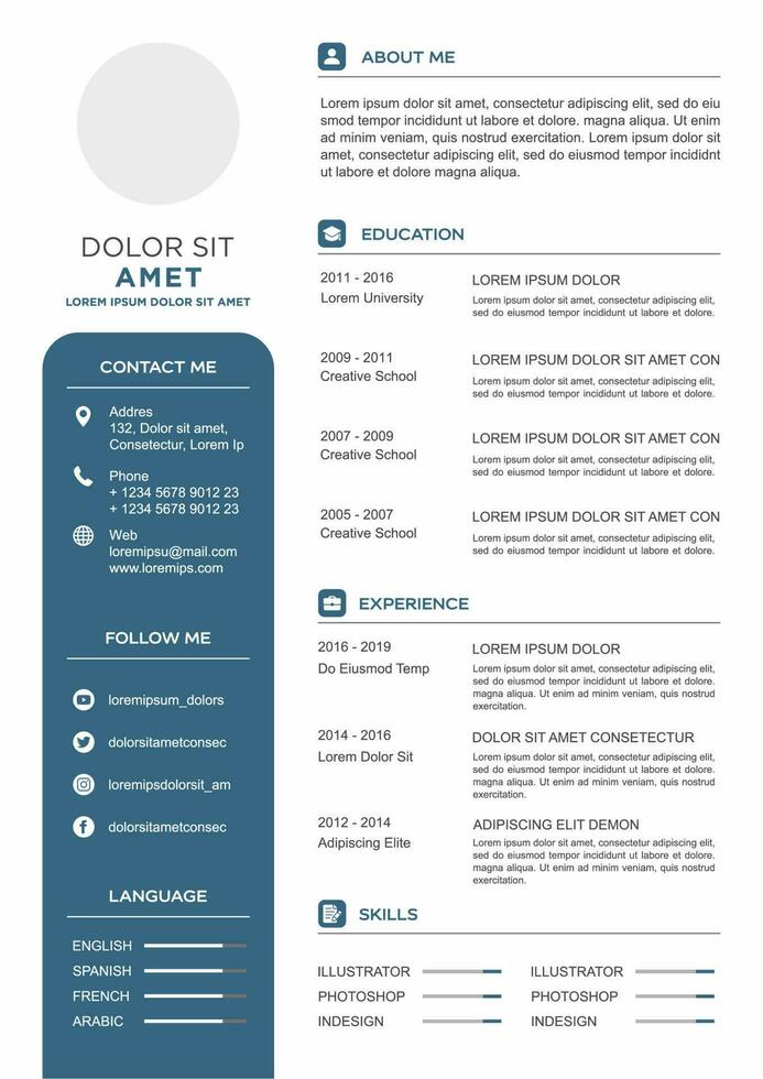 professional curriculum vitae template vector