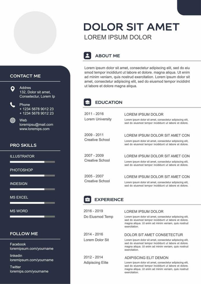 professional curriculum vitae template vector