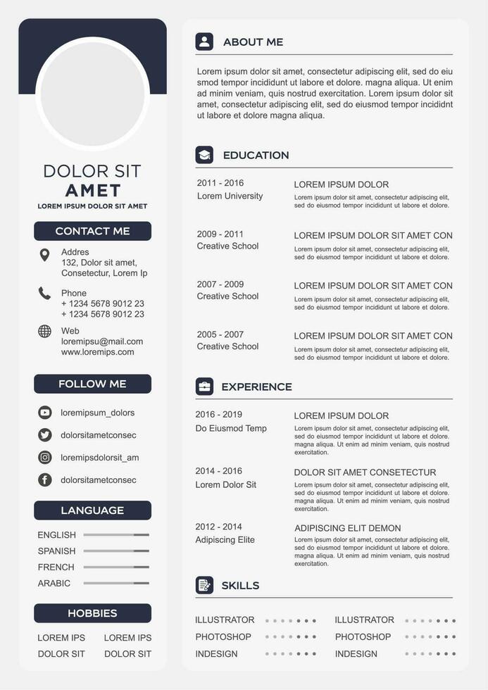 professional curriculum vitae template vector