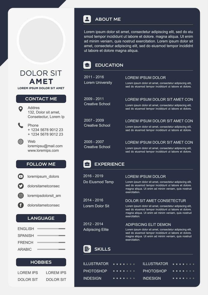 professional curriculum vitae template vector