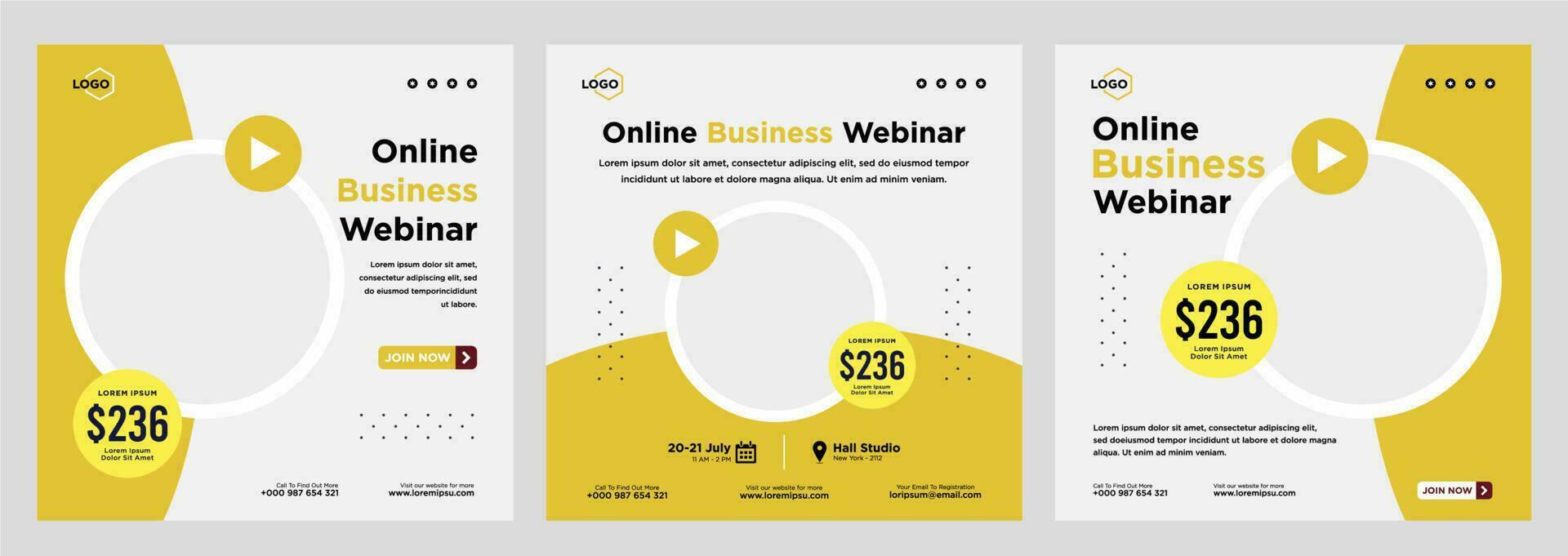 Digital marketing live webinar and corporate social media post or template banner vector