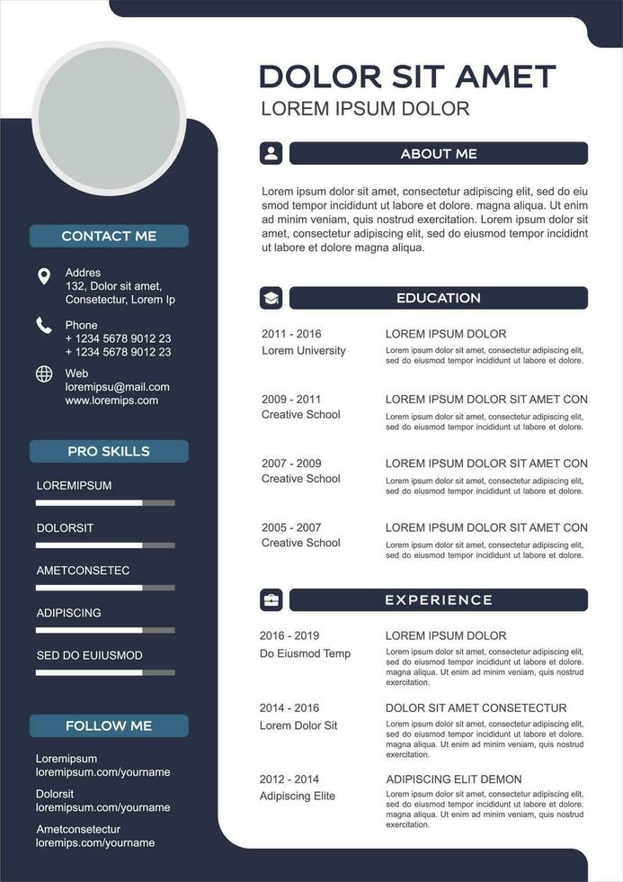 professional curriculum vitae template vector