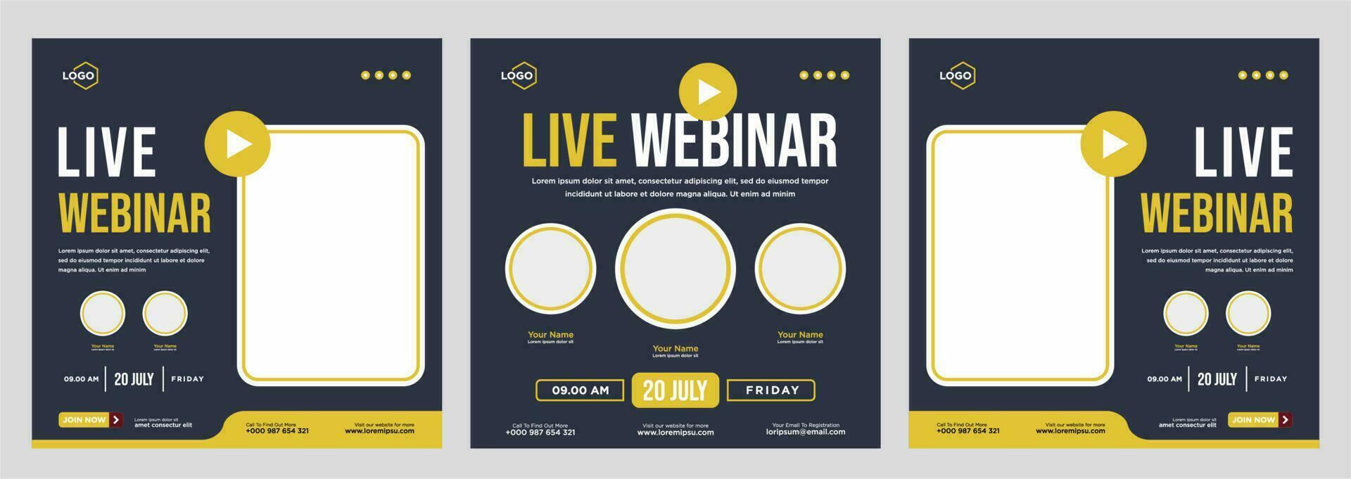 Digital marketing live webinar and corporate social media post or template banner vector