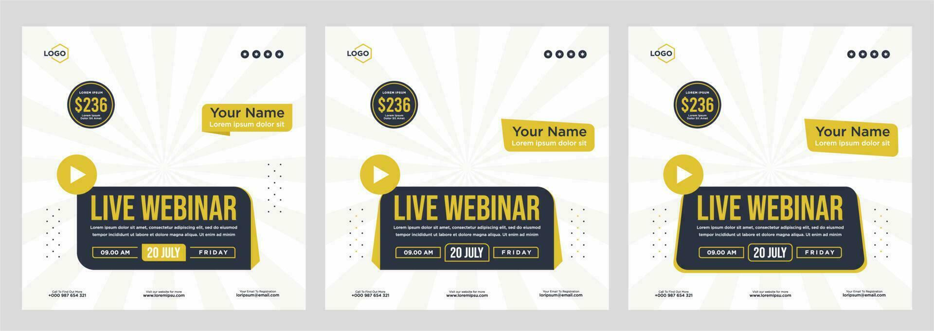 Digital marketing live webinar and corporate social media post or template banner vector