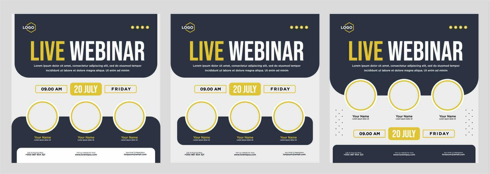 Digital marketing live webinar and corporate social media post or template banner vector