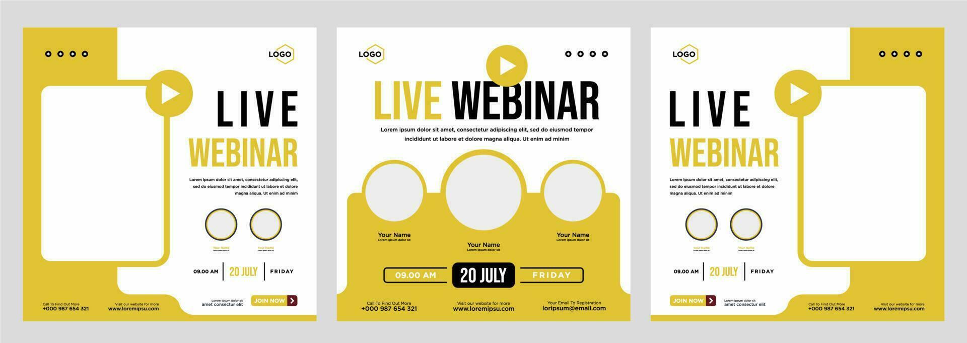 Digital marketing live webinar and corporate social media post or template banner vector