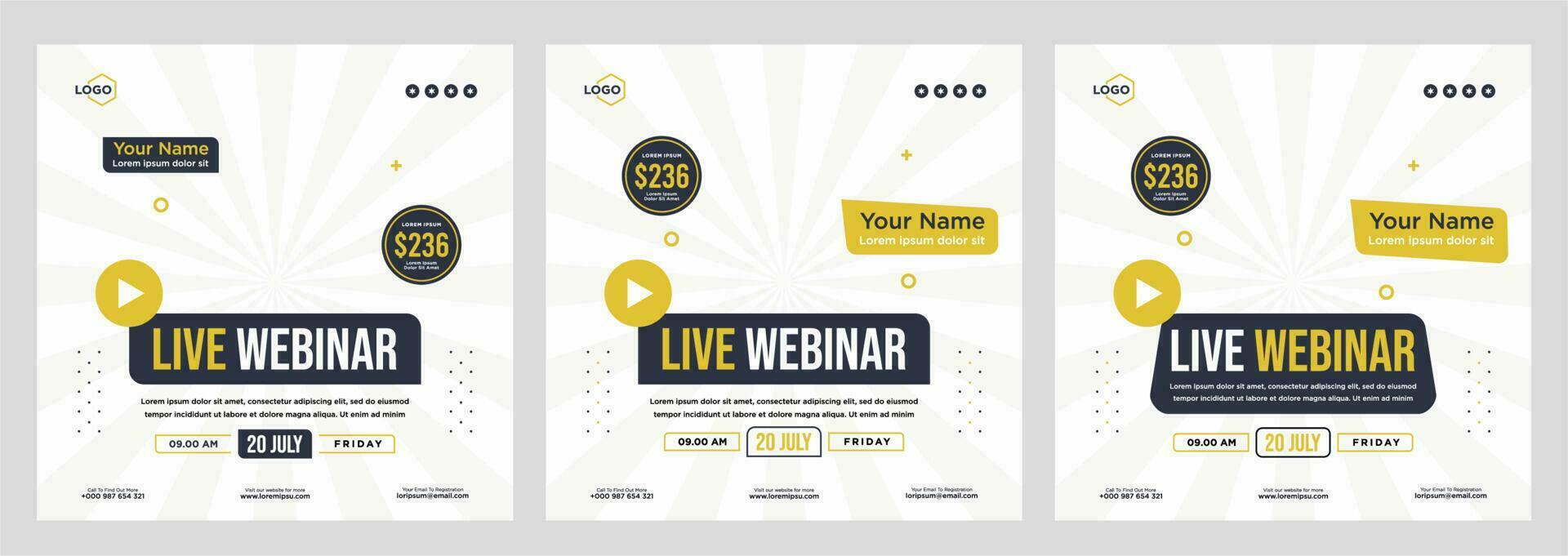 Digital marketing live webinar and corporate social media post or template banner vector