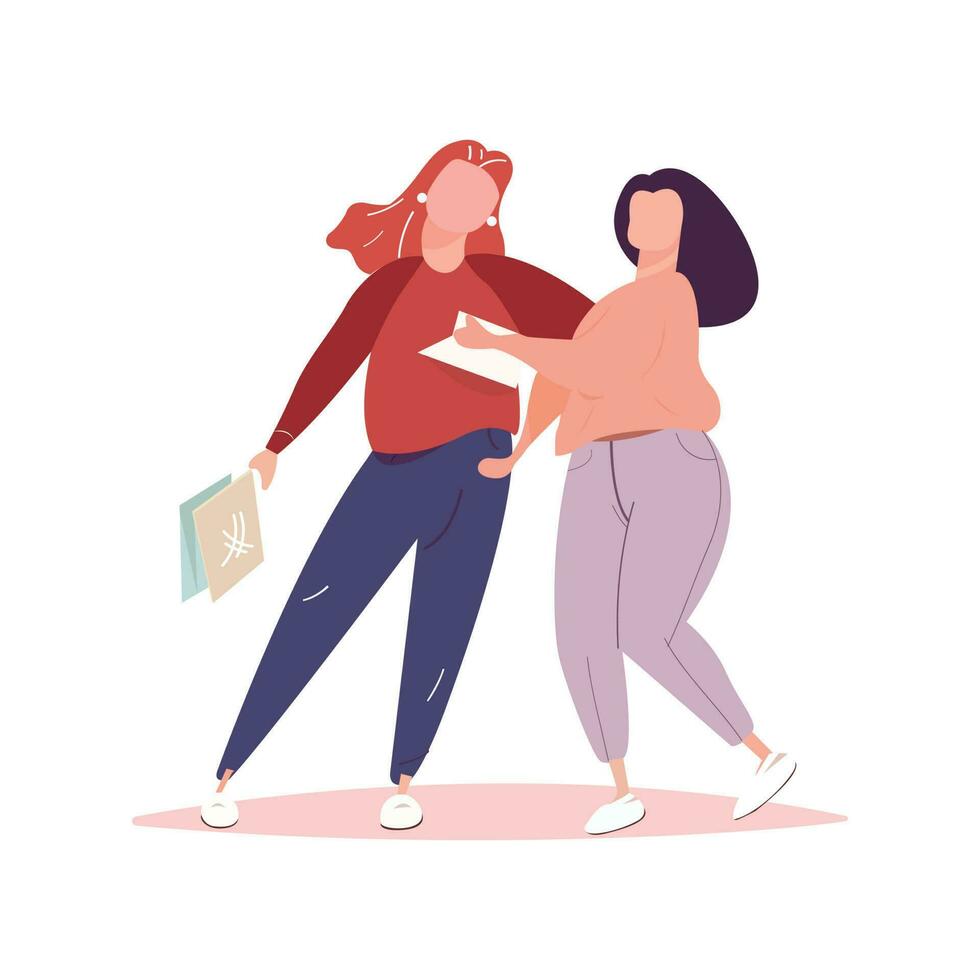 Female Characters Borrow Money at Husband or Friend Illustration vector