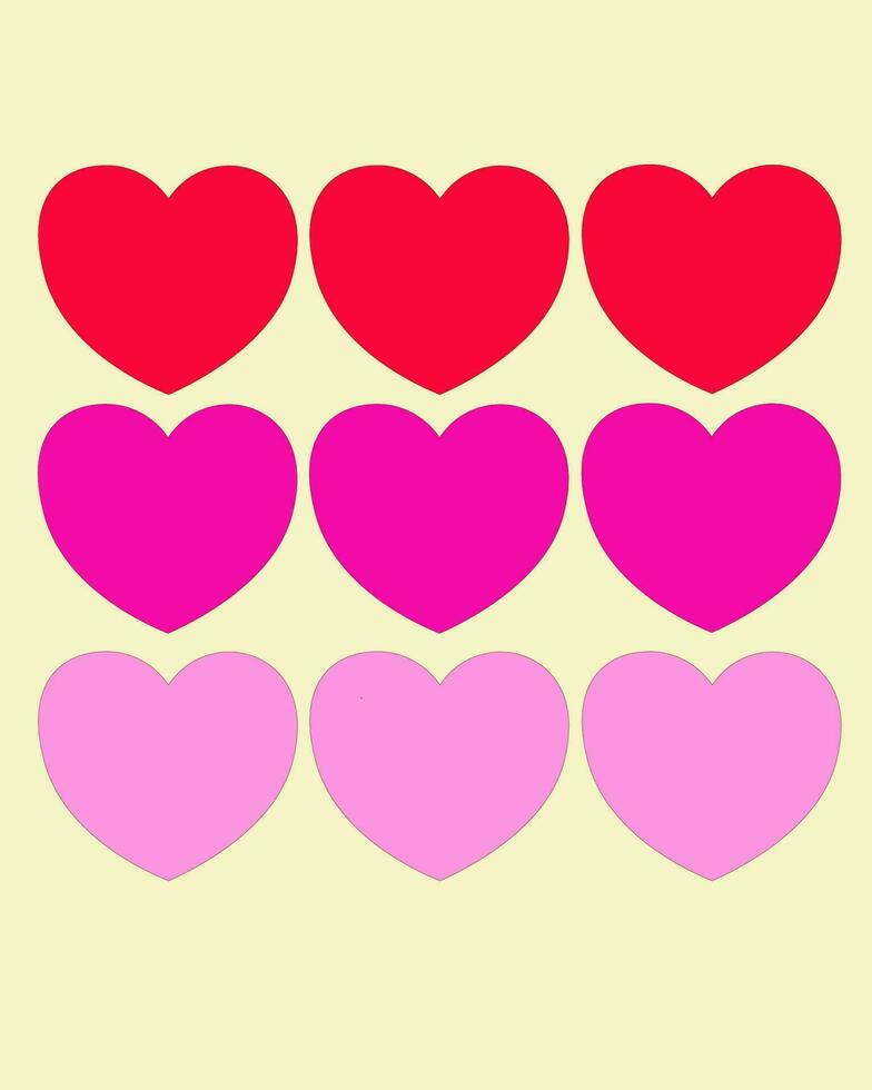 red pink hearts on yellow background vector