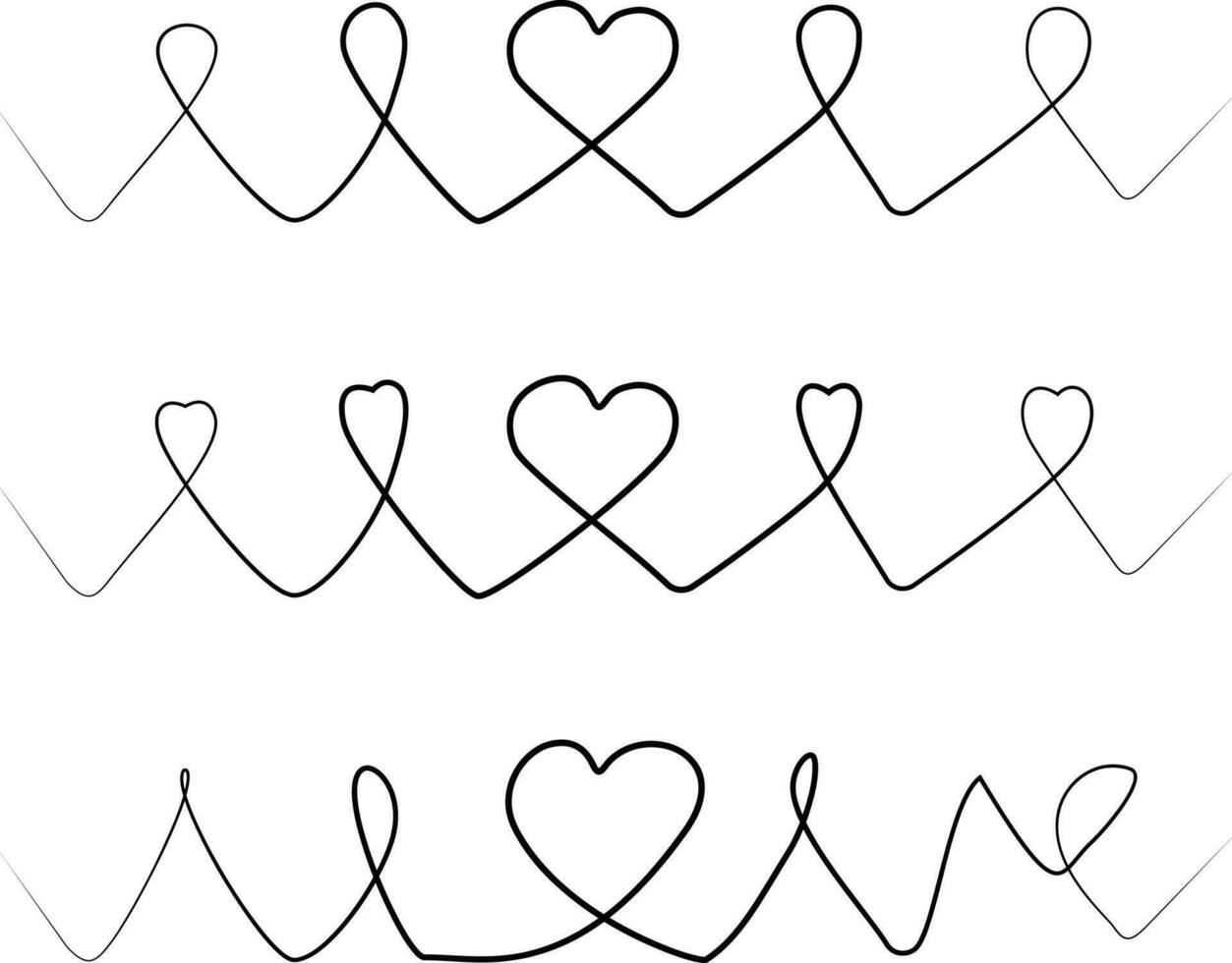 heart shape drawn line art vector