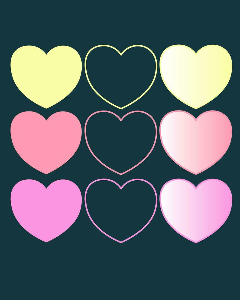 shapes of hearts on black background vector