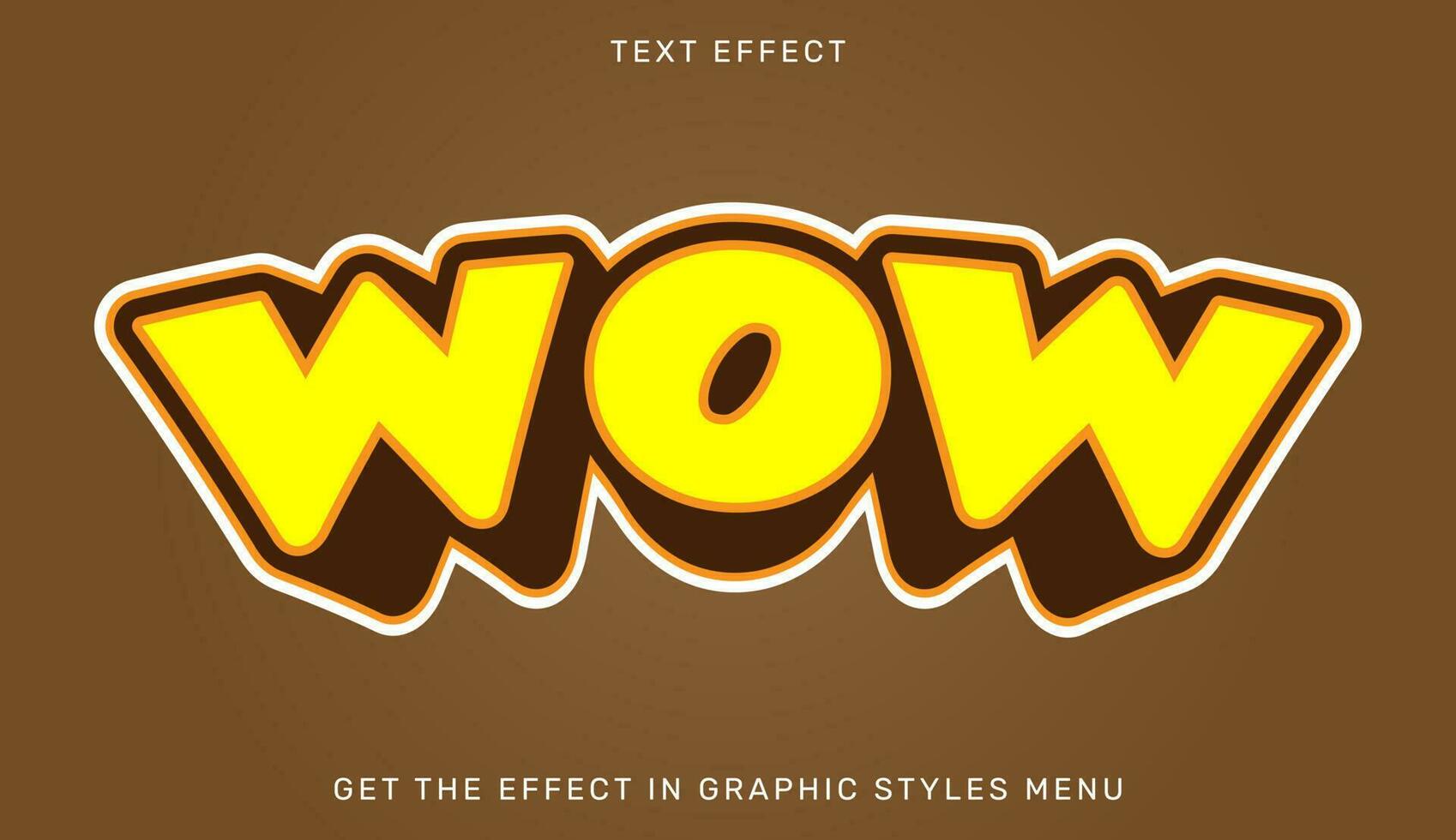 Wow text effect template in 3d style vector