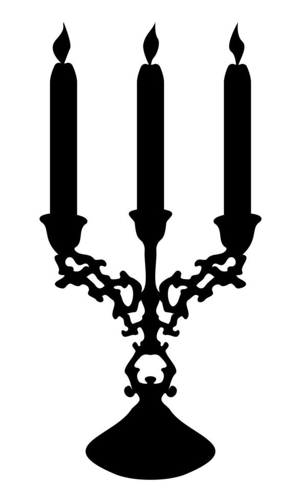 candlestick with candles in a classic style with a black silhouette for design vector