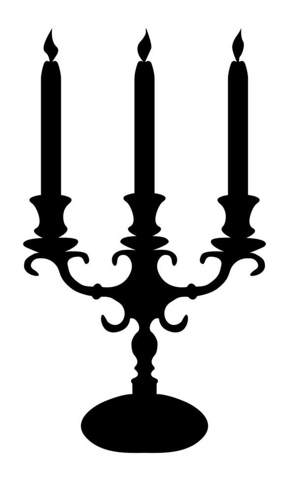 candlestick with candles in classic style in black silhouette for interior design vector