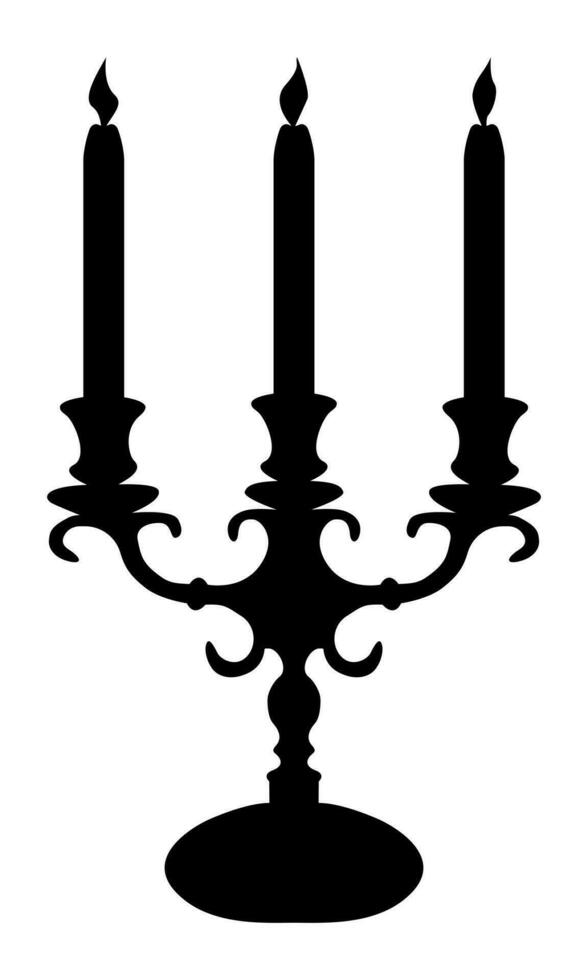 candlestick with candles in classic style in black silhouette for interior design vector