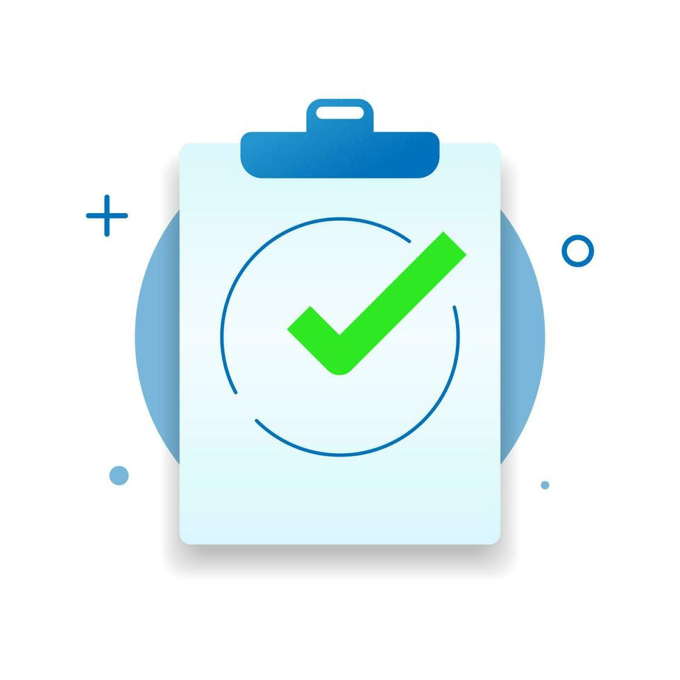 done, all tasks have been completed, check mark with clipboard concept illustration flat design vector eps10, simple and modern graphic element for app or web ui