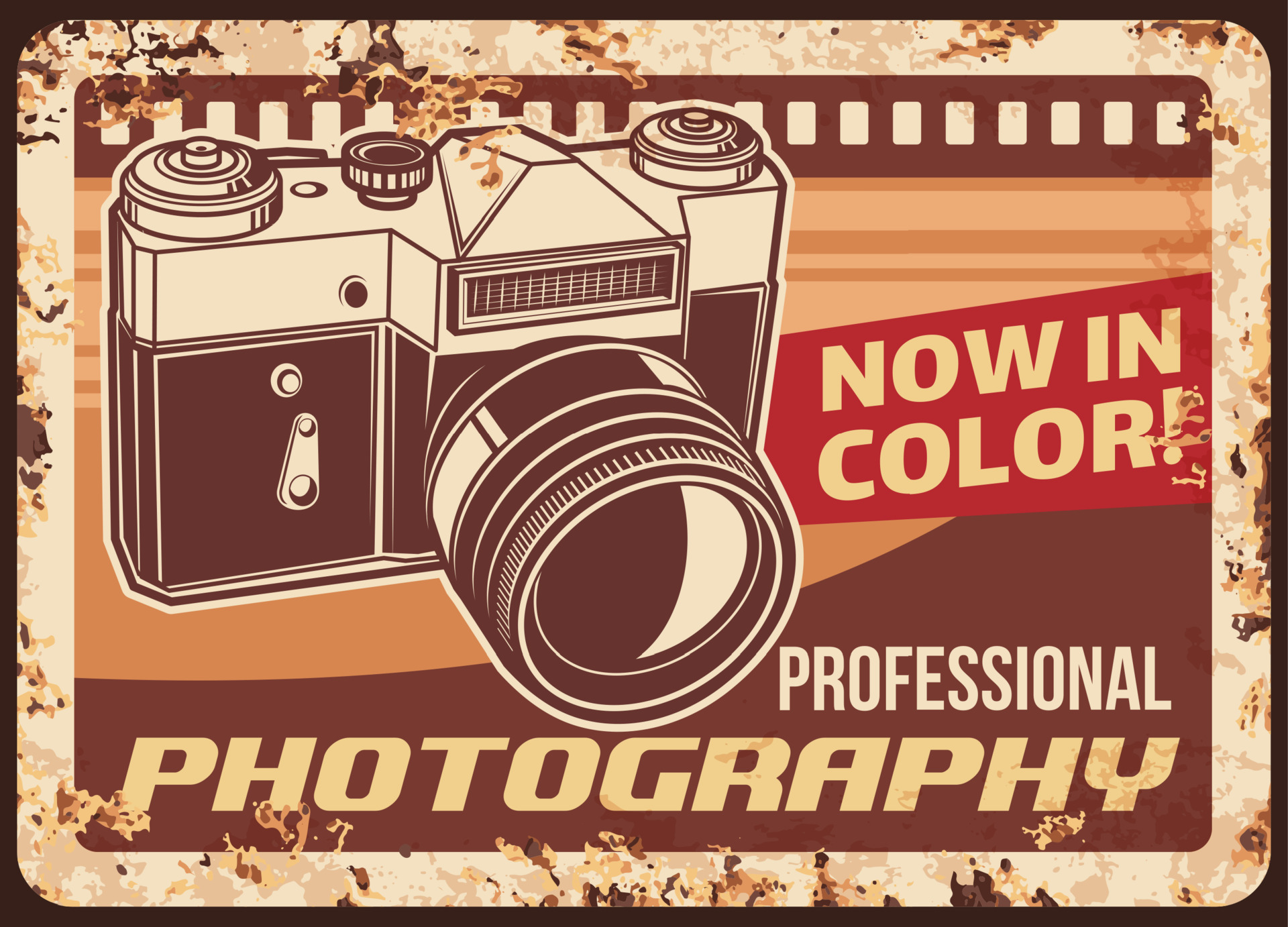 Photography metal plate rusty, retro photo camera 23833984 Vector Art ...