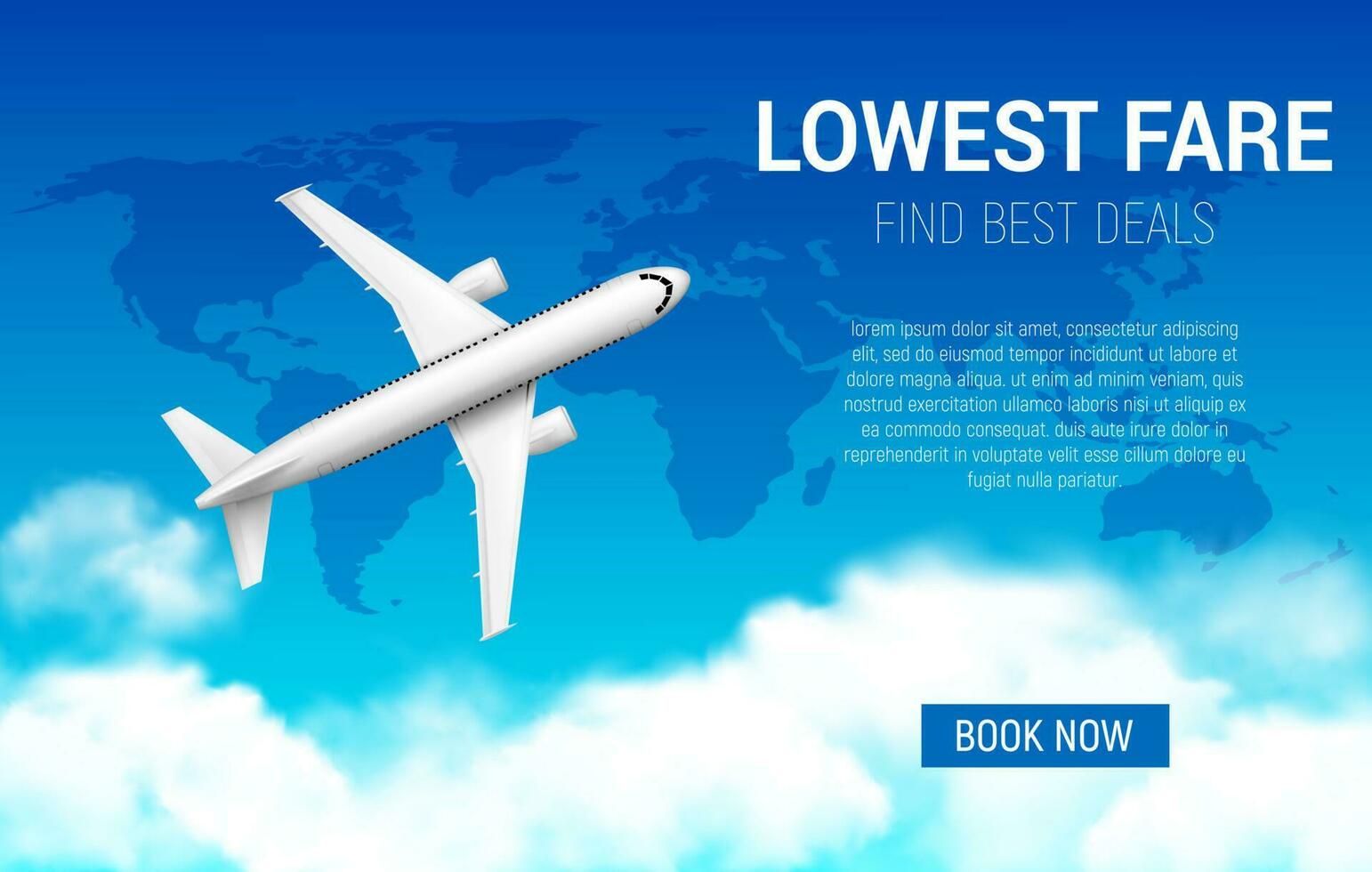 Lowest fare vector poster with realistic airplane