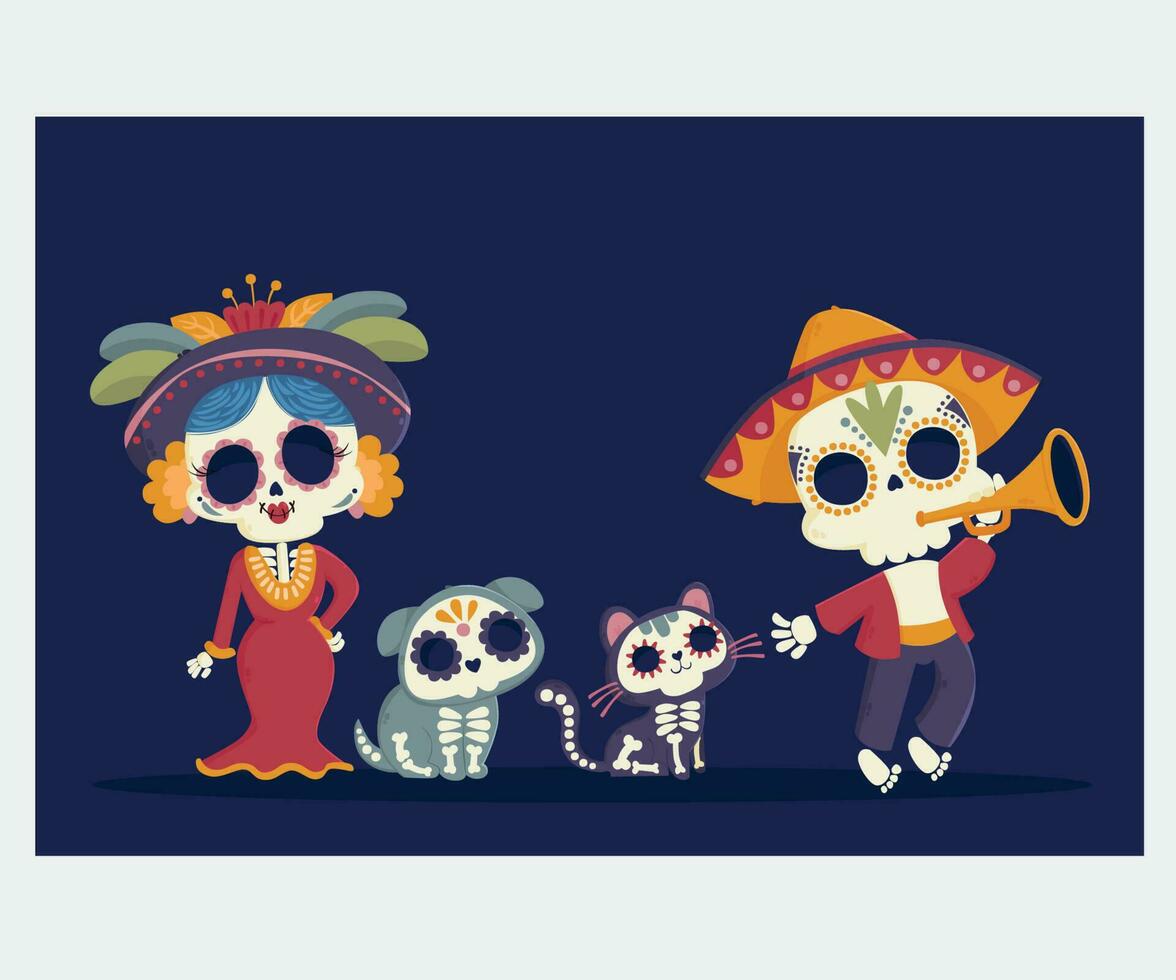 Dia de Muertos Character Elements Illustration vector