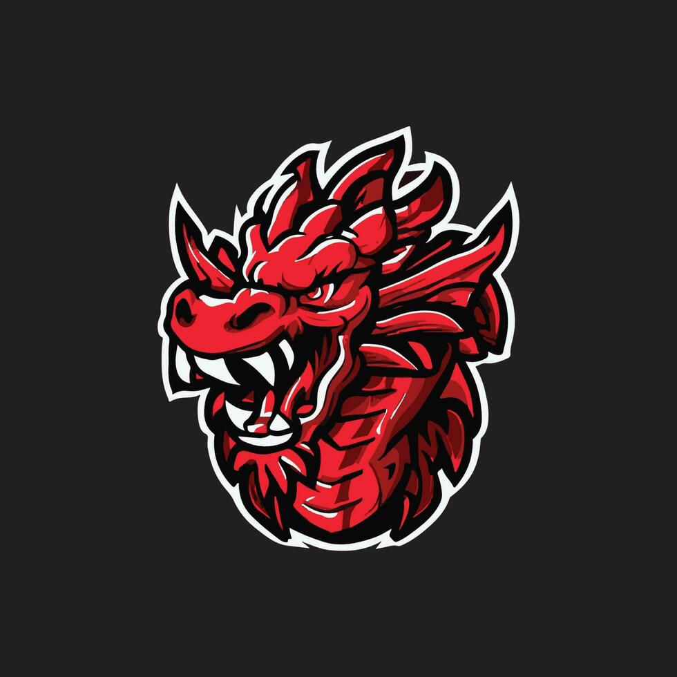 Asian dragon esport mascot logo illustration vector