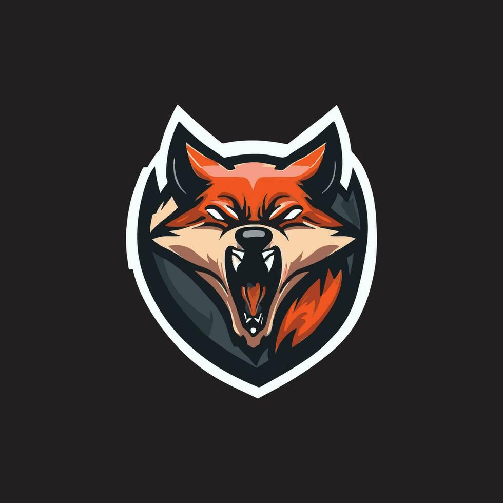 Angry fox head mascot esport logo vector