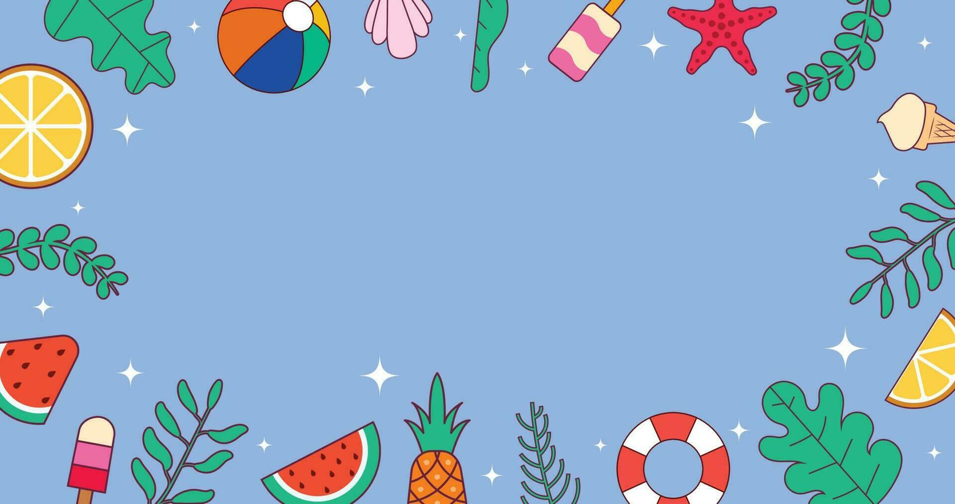 Colorful Summer background design with copy space area.Horizontal poster, greeting card, header for website vector