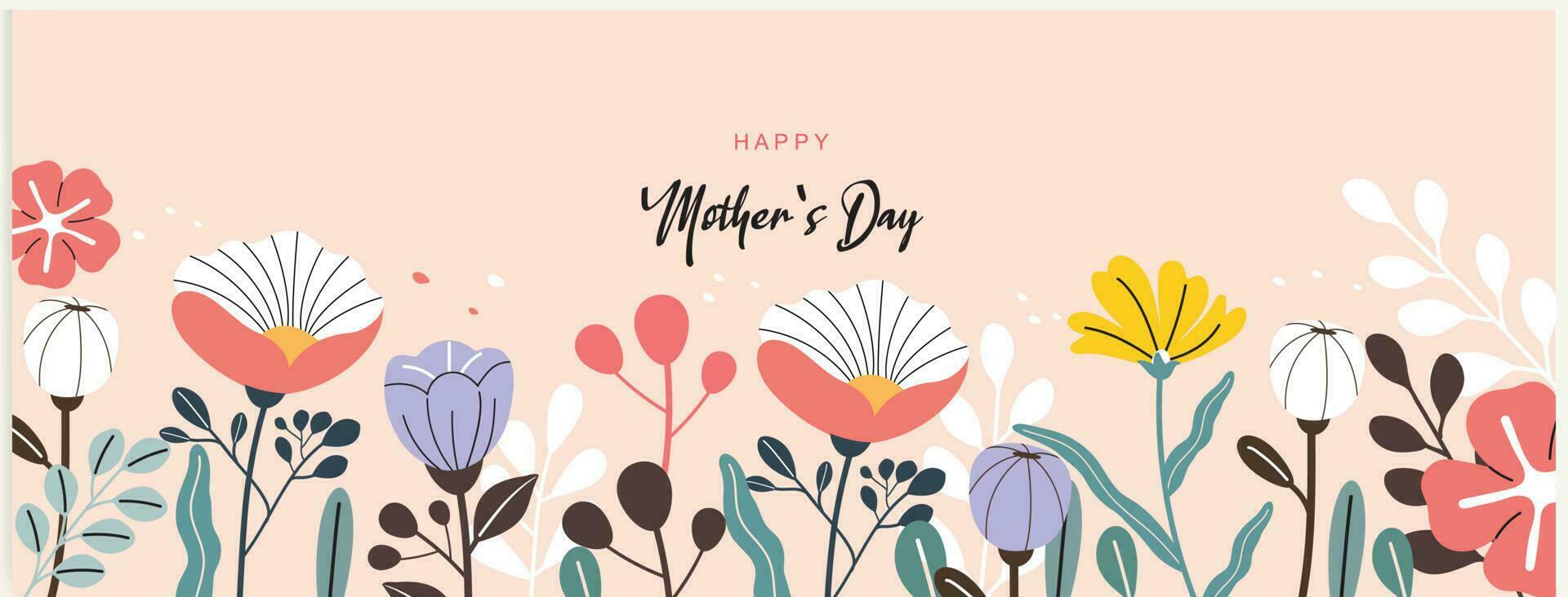 Mother's day banner, poster, greeting card, background design with beautiful blossom flowers. vector illustration.