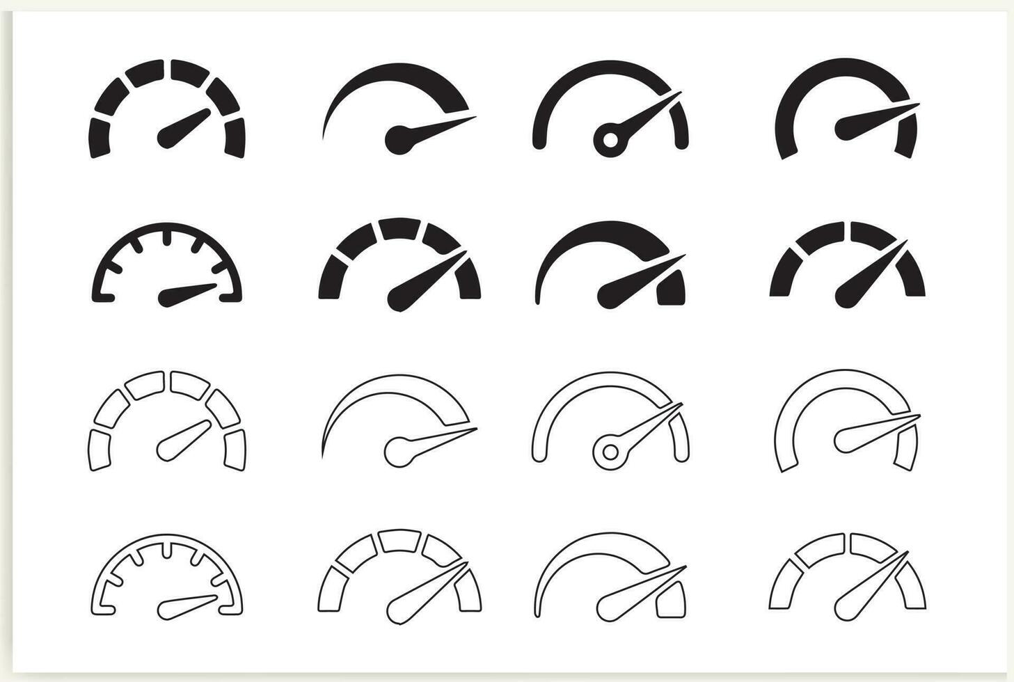 Speedometer, tachometer icon. Speed indicator sign. Internet car speed. Performance concept. Speedometer set. Fast speed sign. vector. vector