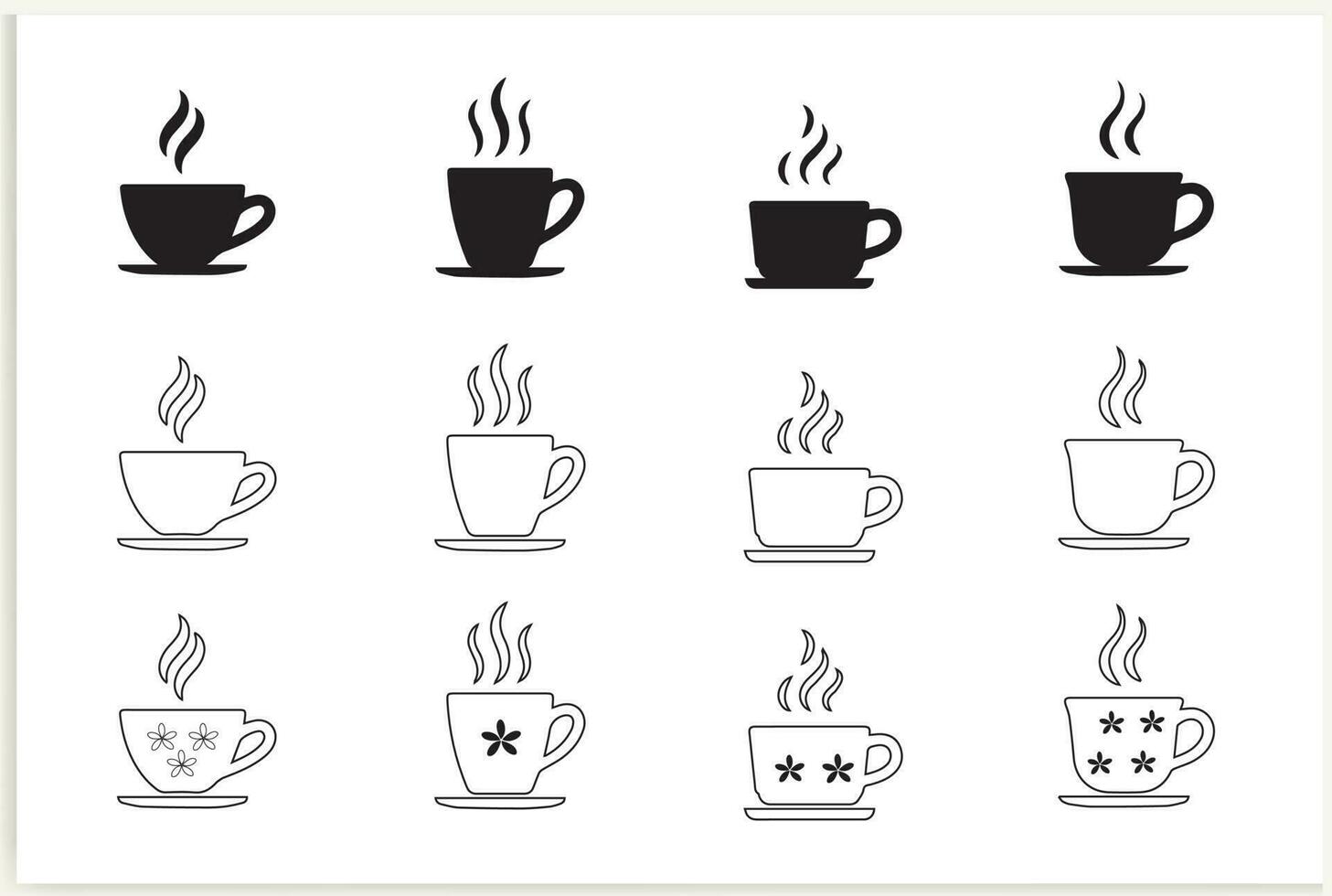 Tea and coffee cup set icon, logo isolated on white background vector