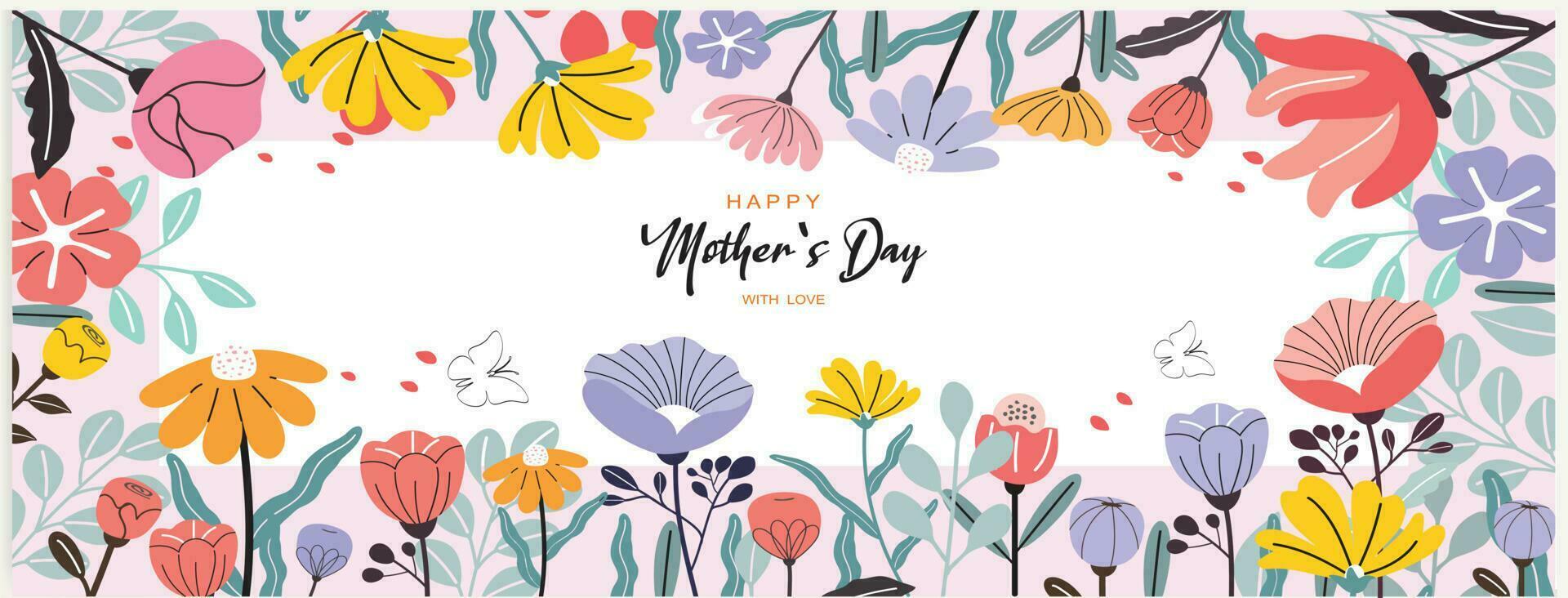 Mother's day banner, poster, greeting card, background design with beautiful blossom flowers. vector illustration.