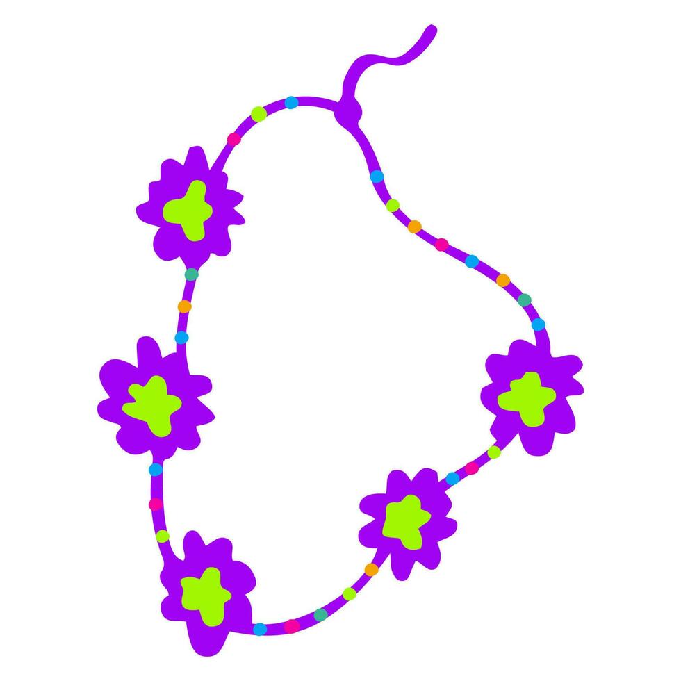 Hand-drawn purple beaded necklace. Beaded accessories in doodle style. vector