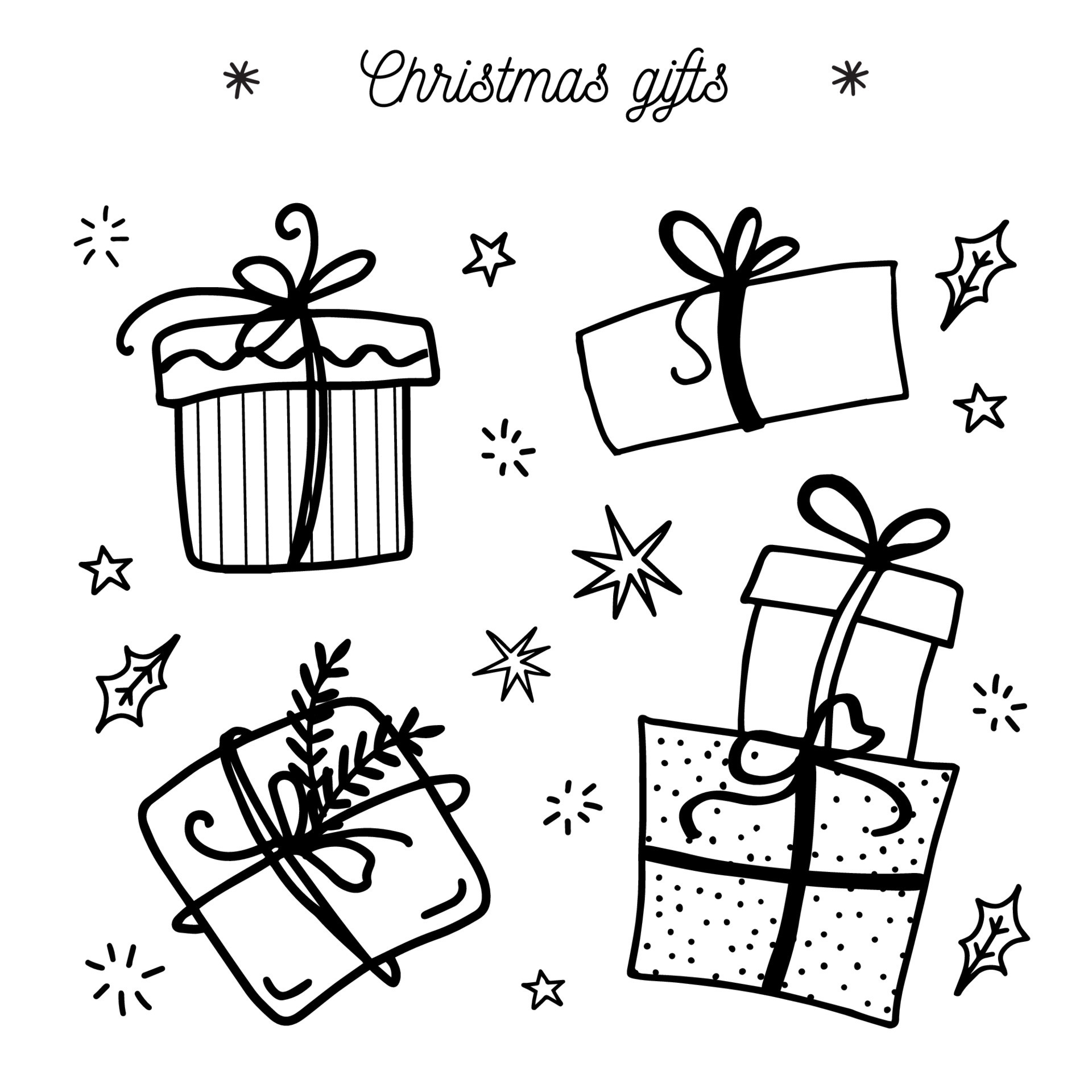 Free Vectors  Illustration of year-end gifts and midyear gifts (line  drawing)