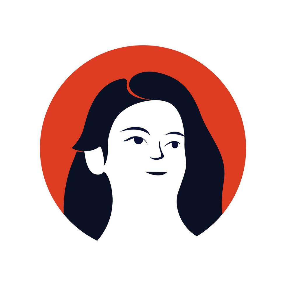 Long Hair Women Logo Illustration Design vector