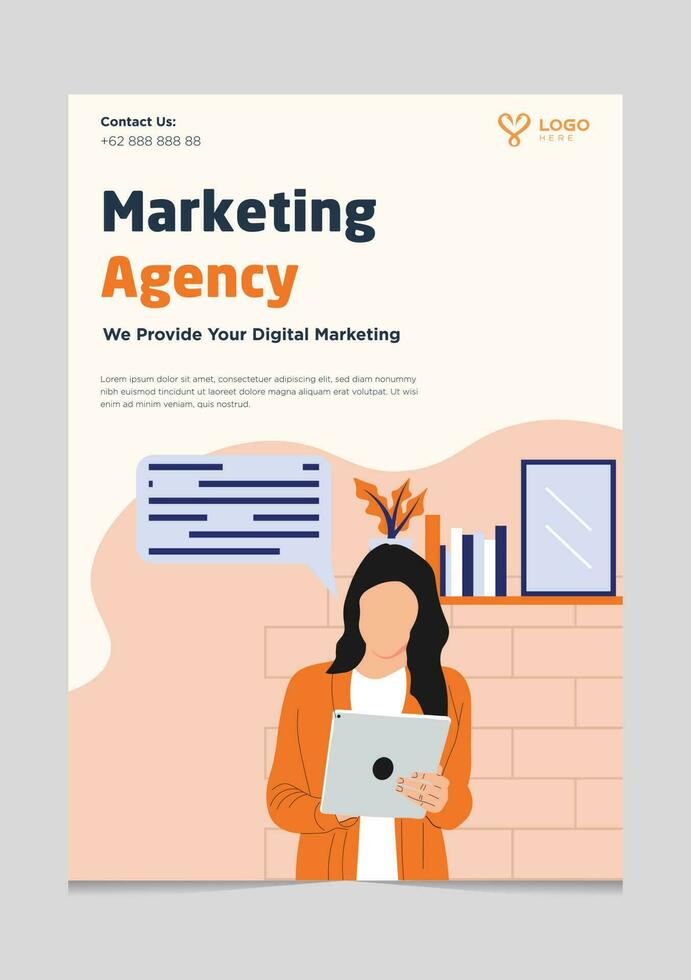 Marketing Agency Woman Brochure Template vector