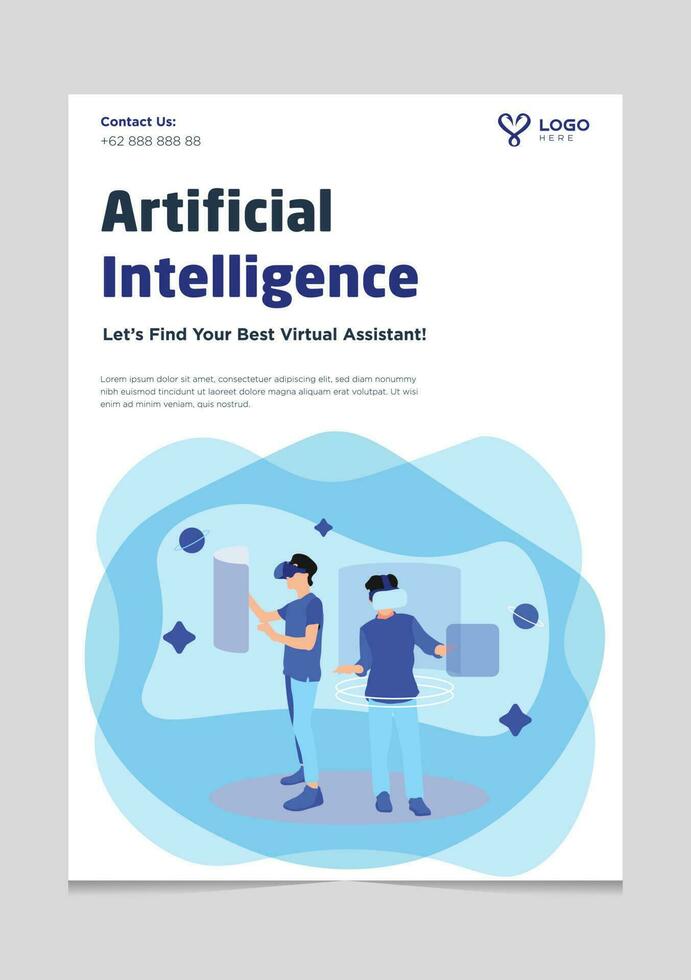 Artificial intelligence Virtual Assistant Brochure Template vector