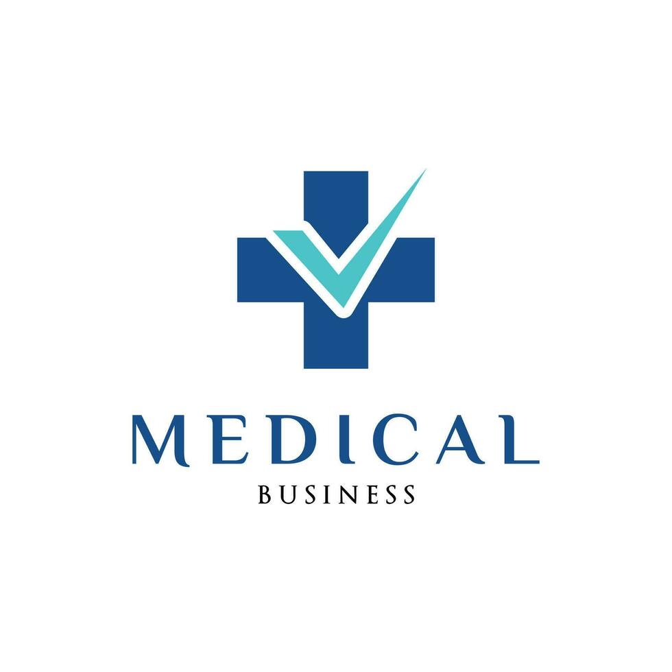 Check Mark Medical, Hospital or Cross Plus Icon Logo Design Template vector