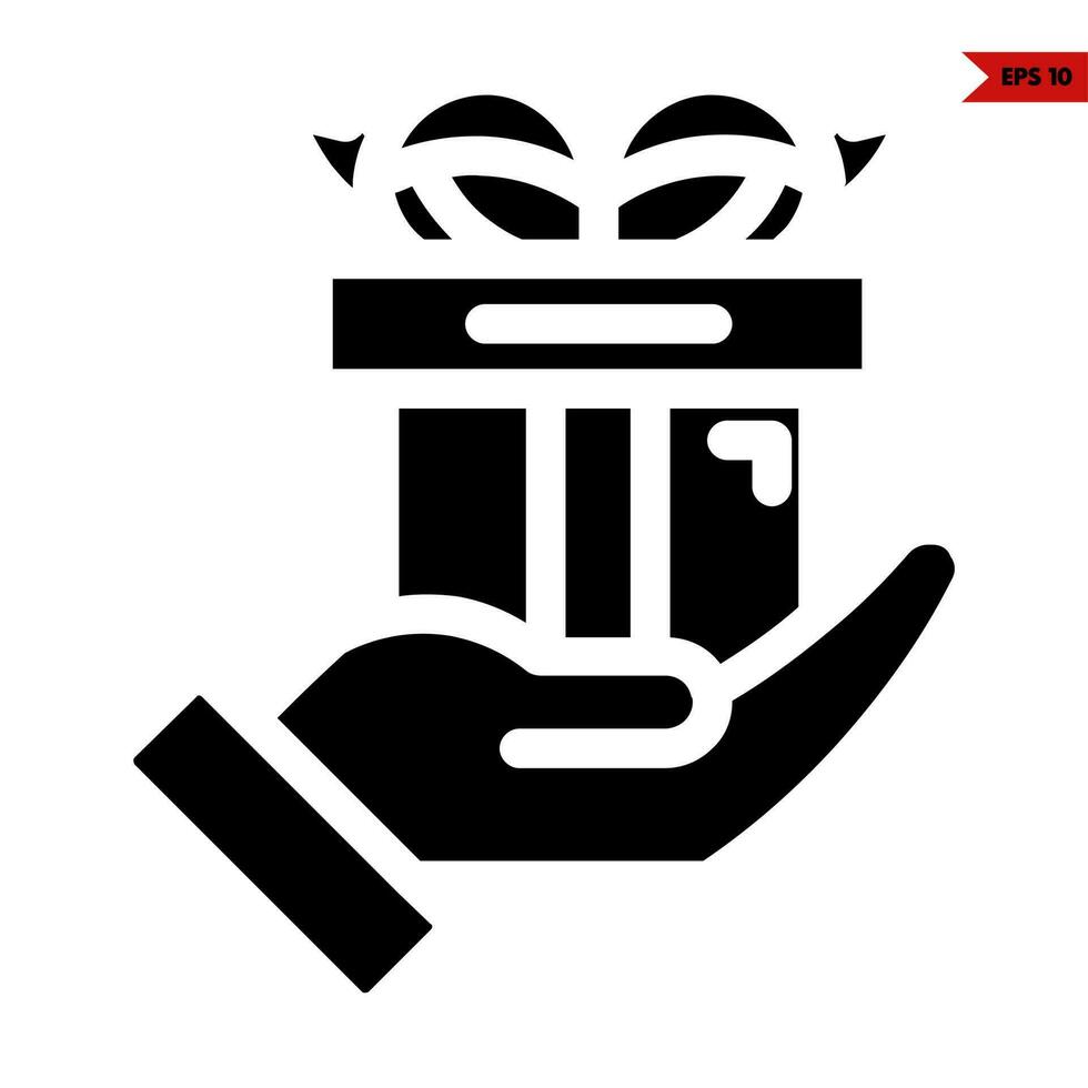 gift box in hand glyph icon vector