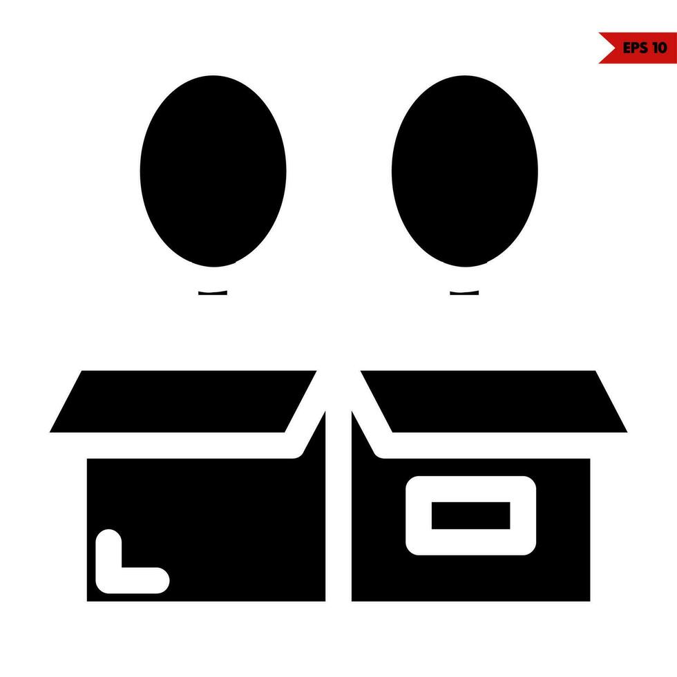 balloon in over box glyph icon vector