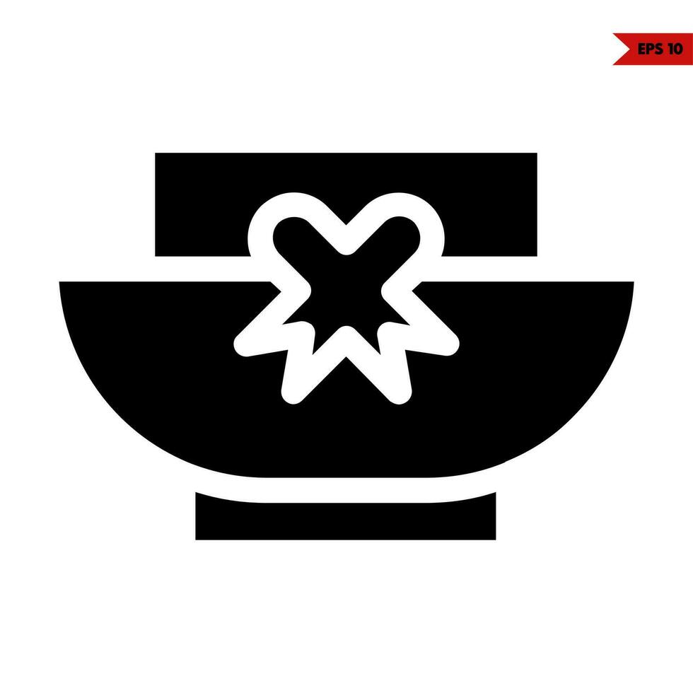 gift ribbon in bowl glyph icon vector