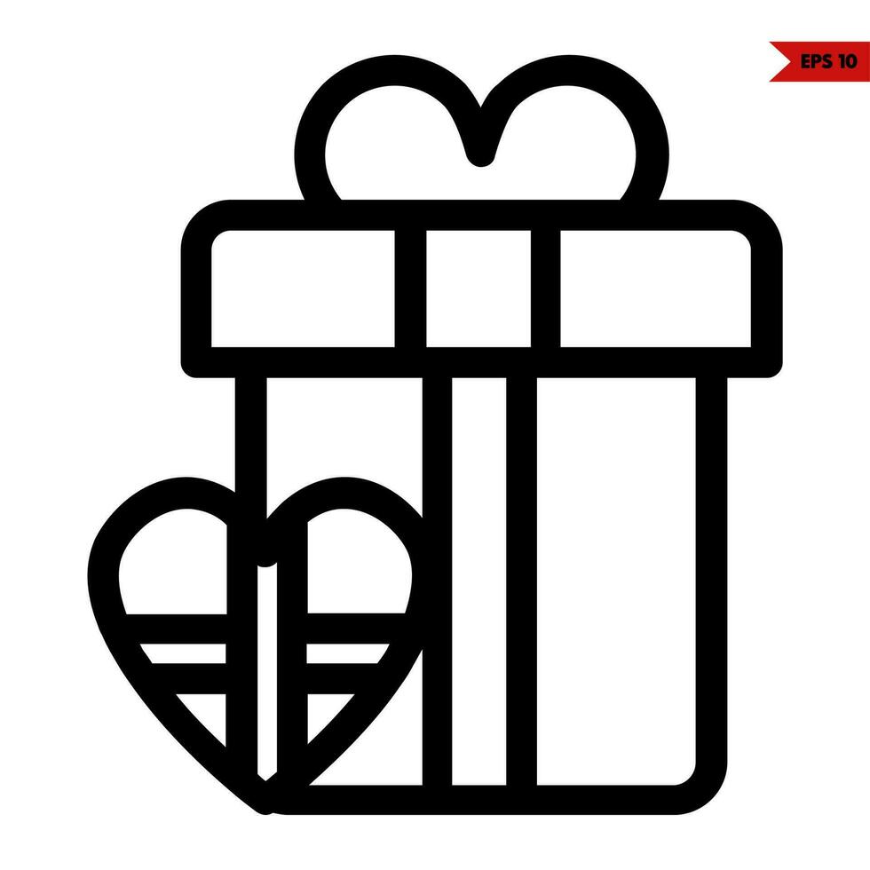 gift box  with love gift box line icon vector