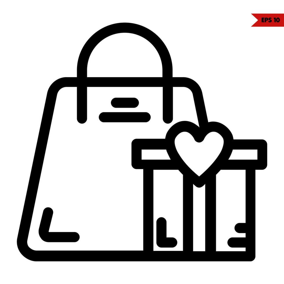 love git box with paperbag line icon vector