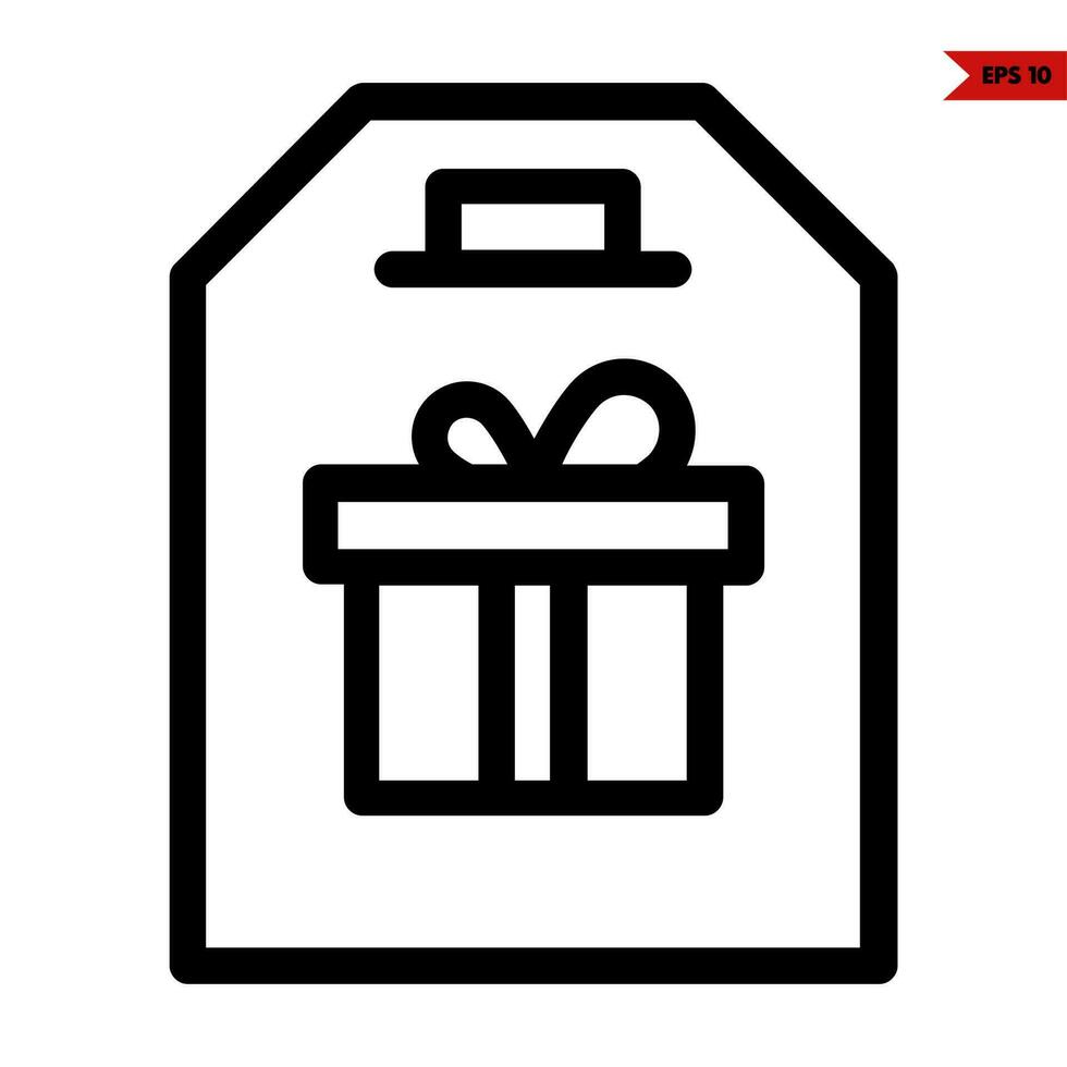 regalo caja en etiqueta línea icono vector
