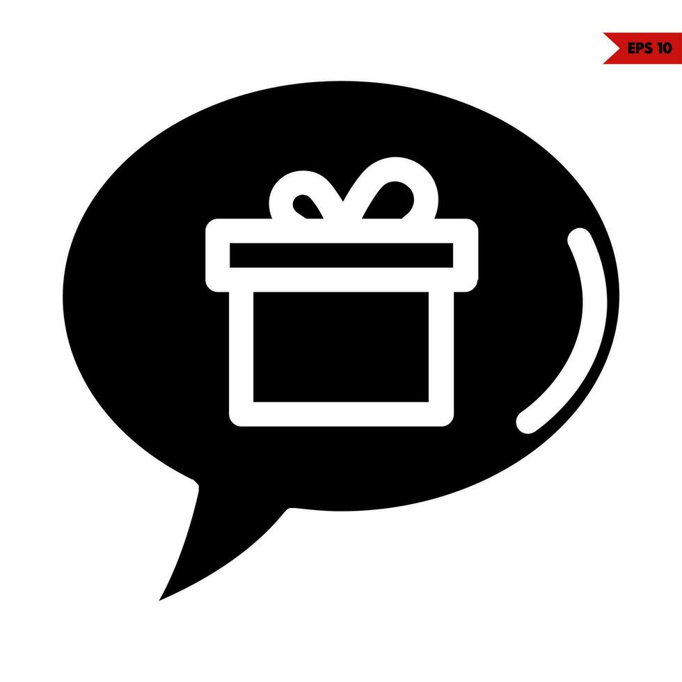 gift box in speech bubble glyph icon vector