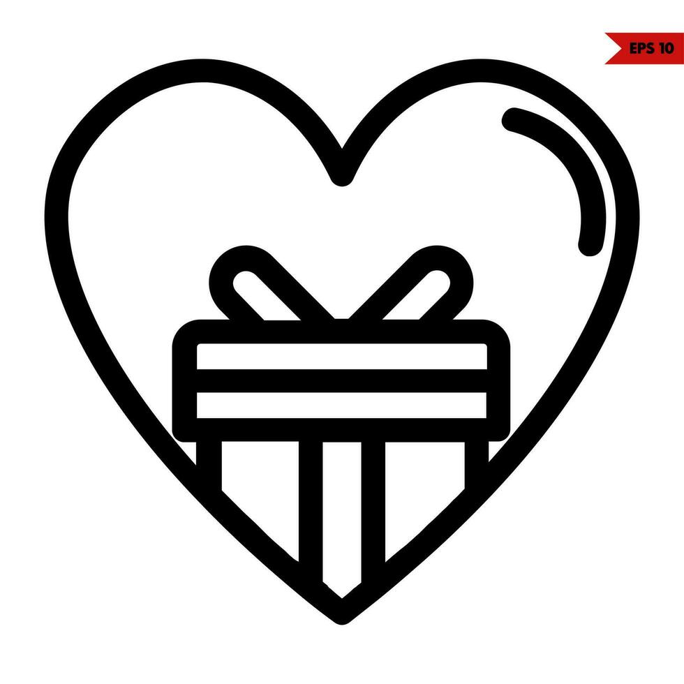 gift box in love line icon vector