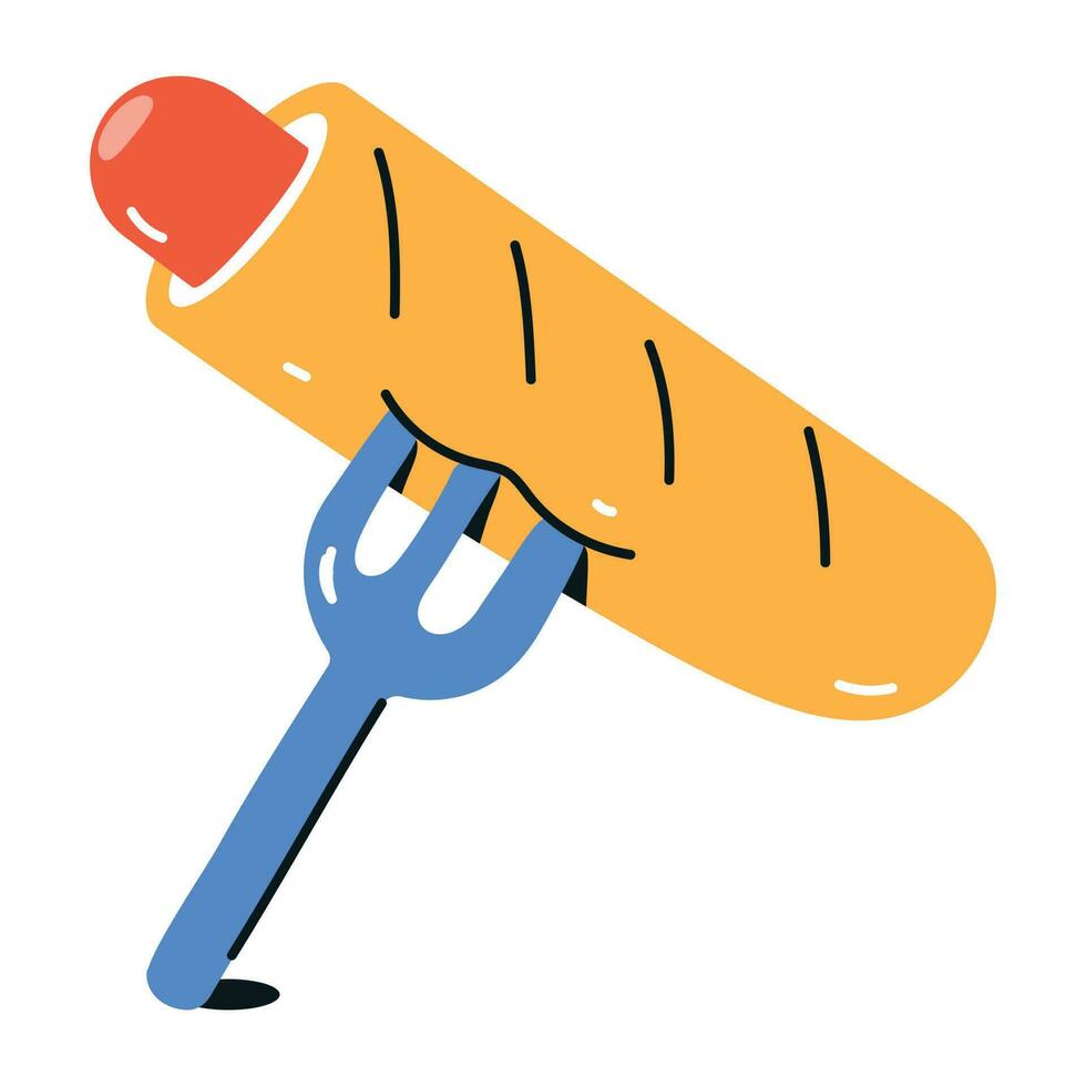 Grab a flat icon of corn dog vector