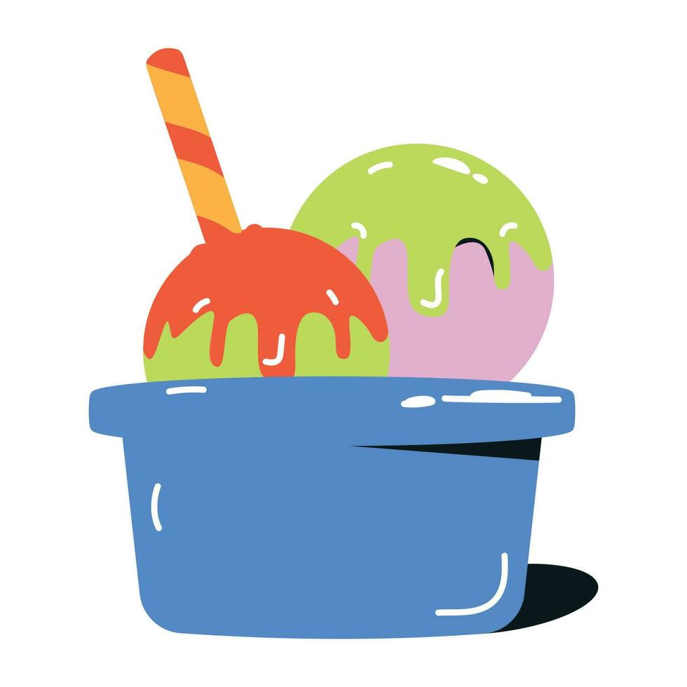 Get a flat icon of sundae cup vector