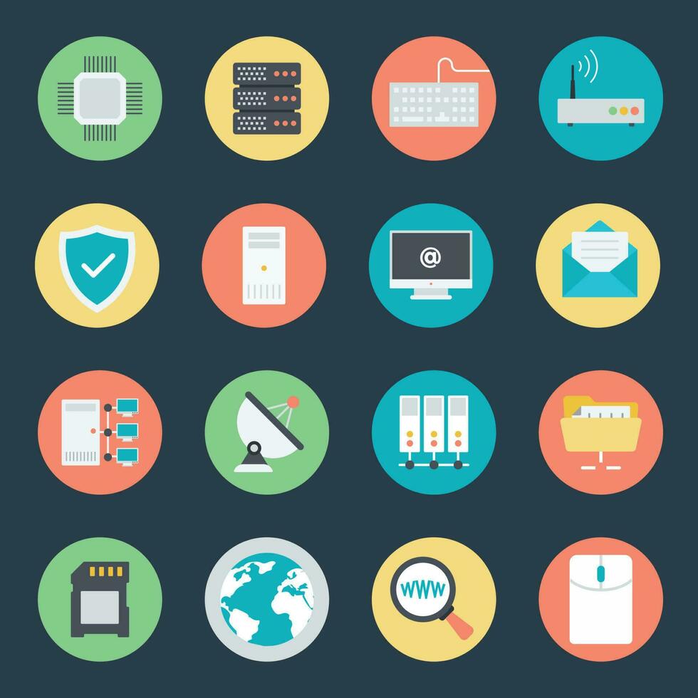 Pack of Networking Flat Icons vector