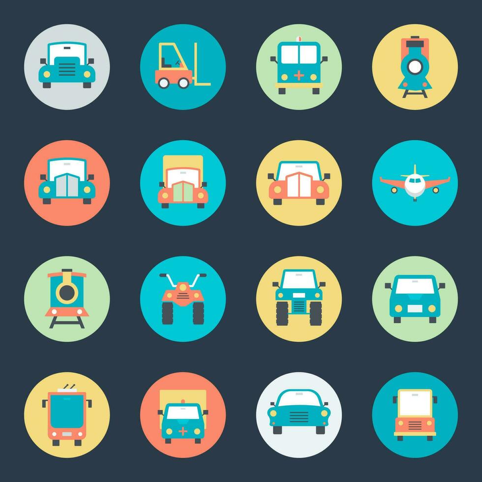 Pack of Conveyance Flat Icons vector