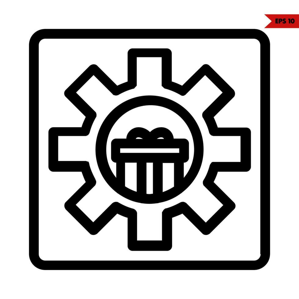 gift box in setting with in frame line icon vector